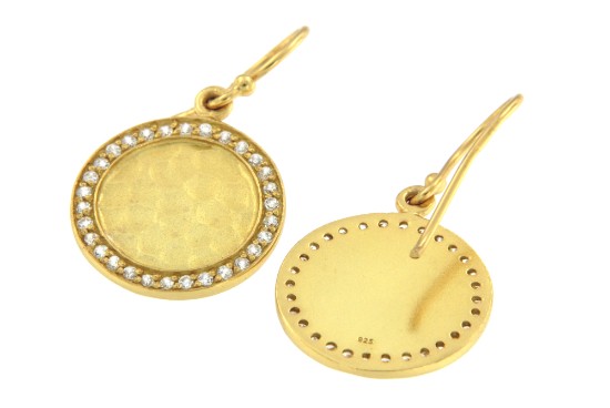 ZAGROS, pendientes de plata dorada con circonitas. - Roman Joyero