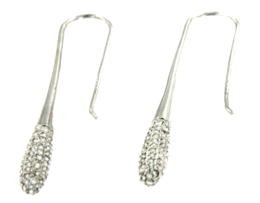 LEBOMBO, pendientes de plata rodiada con circonitas. - Roman Joyero