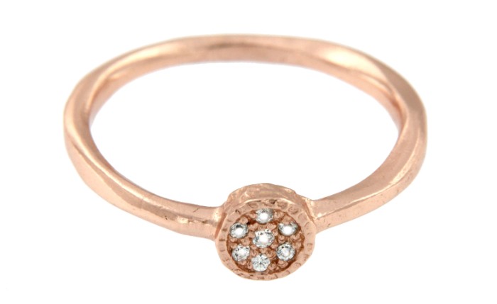 CHAYOTE, anillo de plata rosada con circonitas. - Roman Joyero