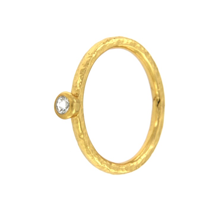 ALOCASIA, anillo de plata dorada con circonita. - Roman Joyero
