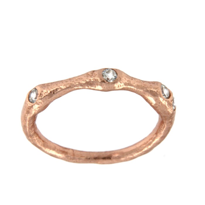 CEIBO, anillo de plata rosada con circonitas. - Roman Joyero