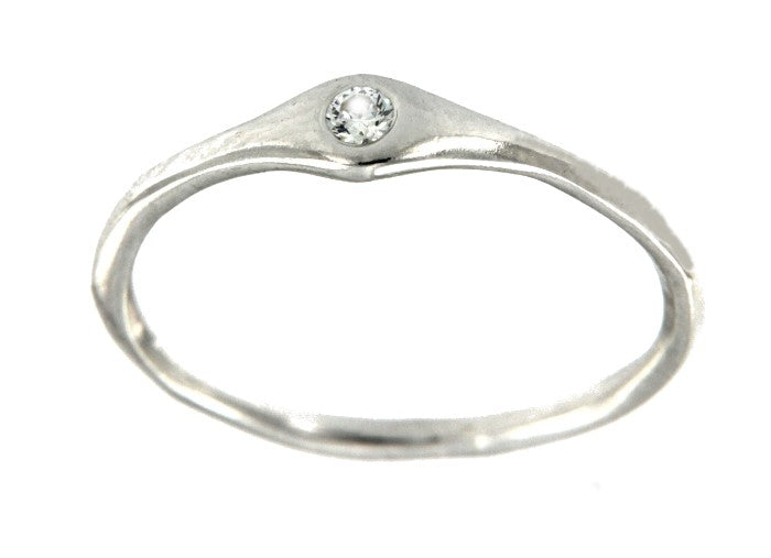 ESCALONIA, anillo de plata rodiada con circonita. - Roman Joyero