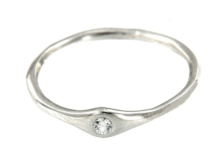 ESCALONIA, anillo de plata rodiada con circonita. - Roman Joyero