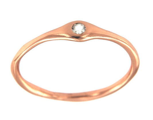 GROSELLA, anillo de plata rosada con circonita. - Roman Joyero