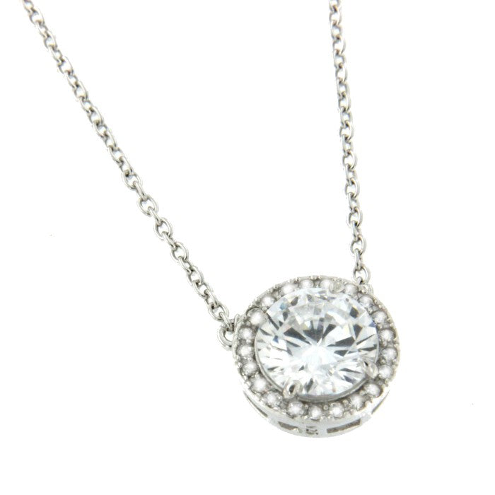 DEMETER, collar de plata rodiada con círculo y circonitas. - Roman Joyero