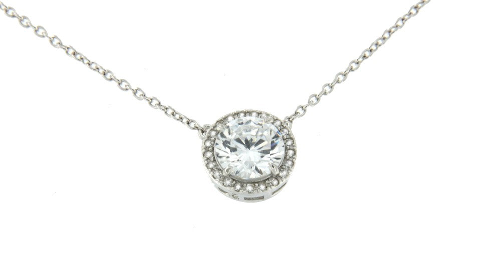 DEMETER, collar de plata rodiada con círculo y circonitas. - Roman Joyero