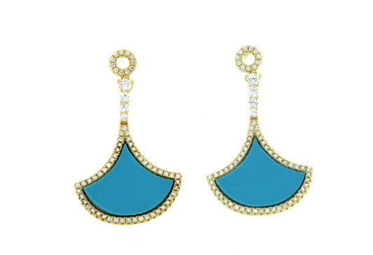 DRAKKAR, pendientes largos de plata con turquesa y circonitas - Roman Joyero