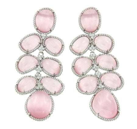 DAMARIS, pendientes extra largos en plata con cuarzo y circonitas - Roman Joyero