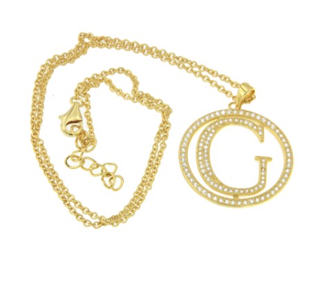 DESIDERATA, cadena corta de plata con letra G - Roman Joyero