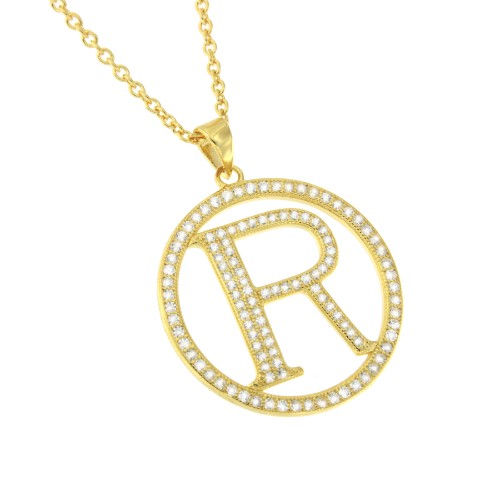 ELBA, cadena corta de plata con letra R - Roman Joyero