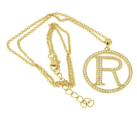ELBA, cadena corta de plata con letra R - Roman Joyero
