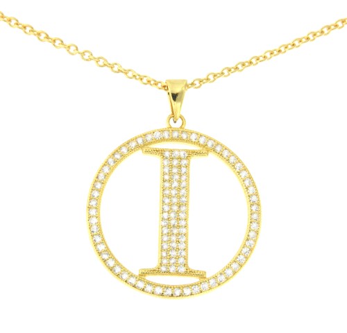 ELFESTIA, cadena de plata corta con letra I - Roman Joyero