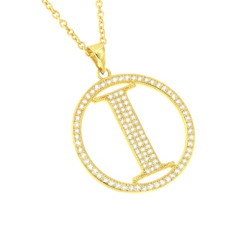 ELFESTIA, cadena de plata corta con letra I - Roman Joyero