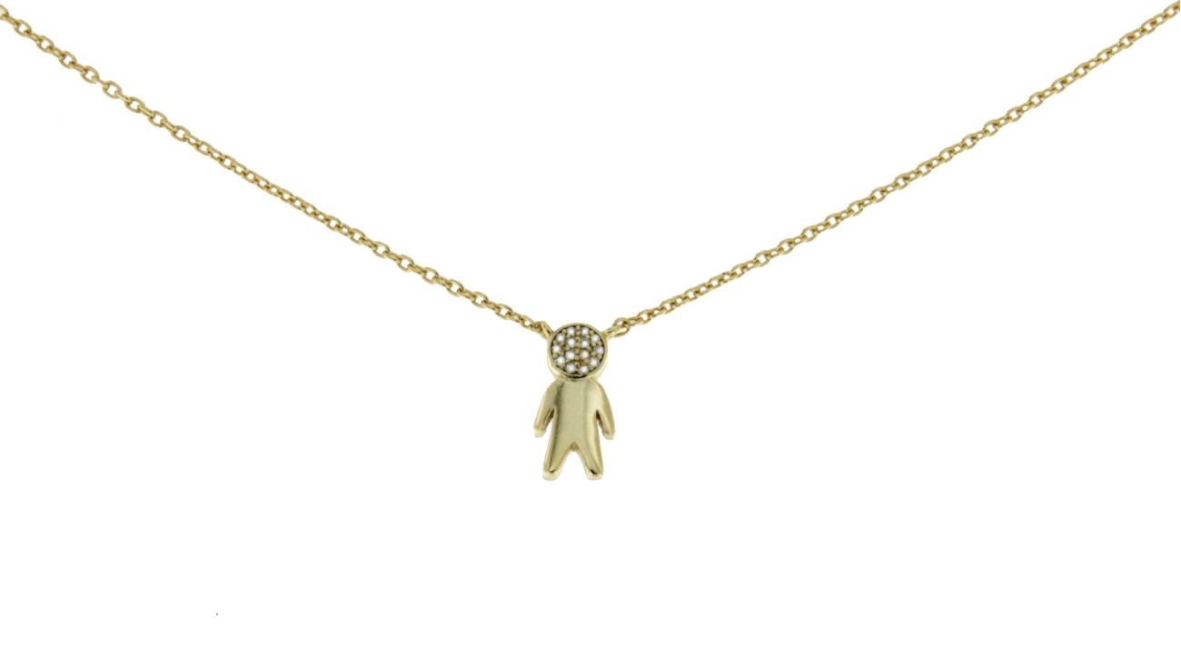 COYAHUE, cadena corta de plata dorada con niño - Roman Joyero