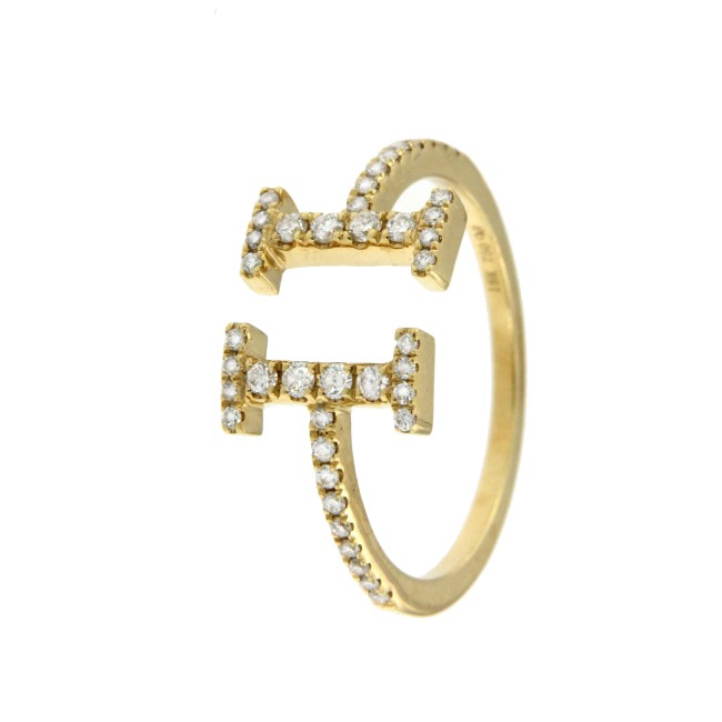 ALUVION, anillo de oro amarillo con diamantes - Roman Joyero