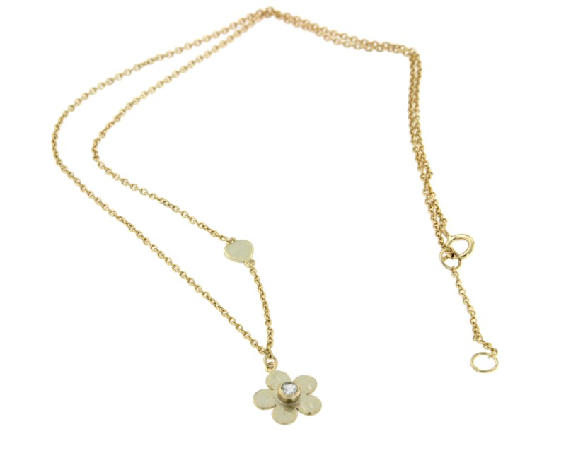 TETIS, collar de plata dorada con flor y circonita. - Roman Joyero