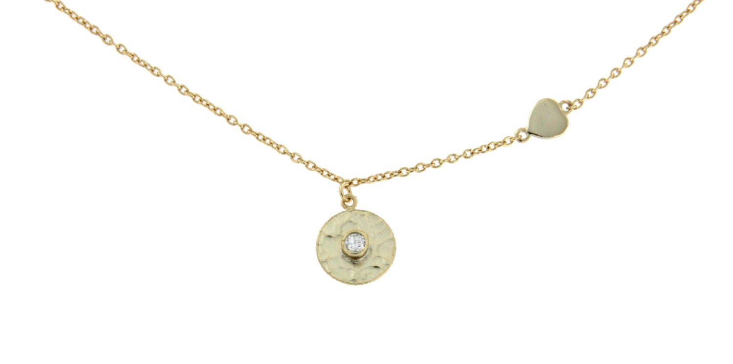 HELIO, collar de plata dorada y dije con circonita. - Roman Joyero