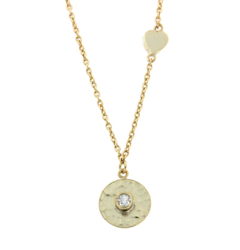 HELIO, collar de plata dorada y dije con circonita. - Roman Joyero