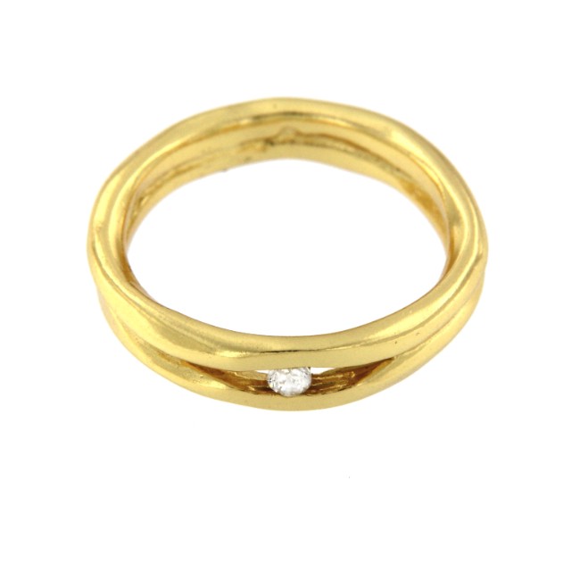 ABELIA, anillo de plata dorada con circonitas. - Roman Joyero