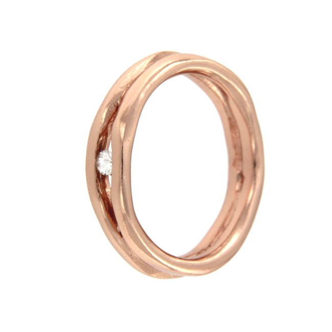 ARALIA, anillo de plata rosada con circonita. - Roman Joyero