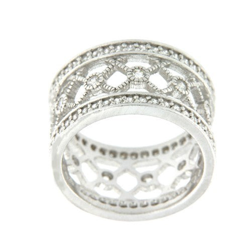 BUDLEIA, anillo de plata rodiada con circonitas. - Roman Joyero