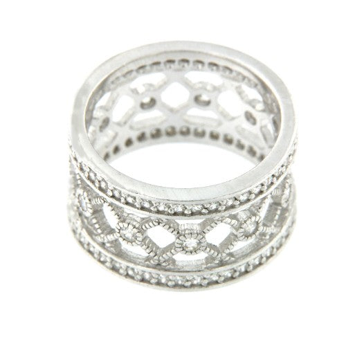 BUDLEIA, anillo de plata rodiada con circonitas. - Roman Joyero