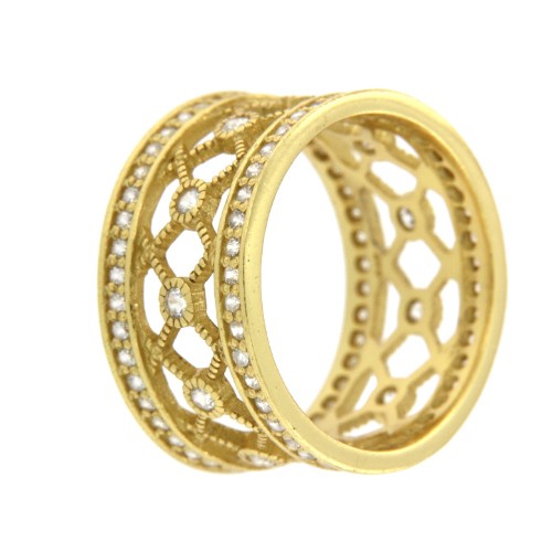 BUGANVILLA, anillo de plata dorada con circonitas. - Roman Joyero