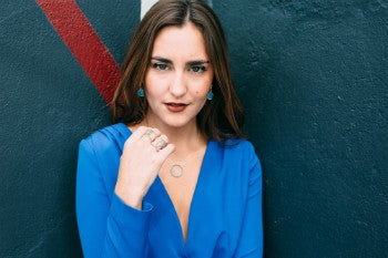 ASHANTI, cadena corta de plata con círculo de turquesas - Roman Joyero