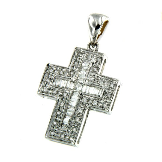 MISTRAL, cruz de oro blanco y diamantes - Roman Joyero