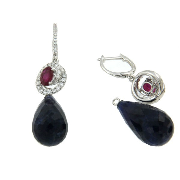 BRIGA, pendientes largos de brillantes y rubí - Roman Joyero