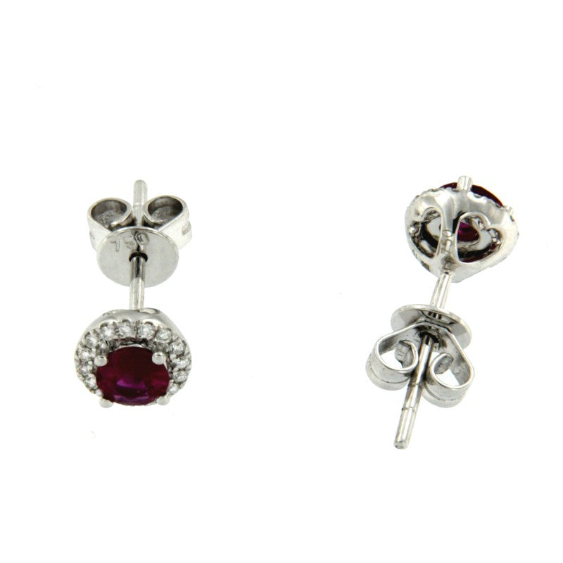 BROGUE, pendientes cortos de diamantes y rubí - Roman Joyero