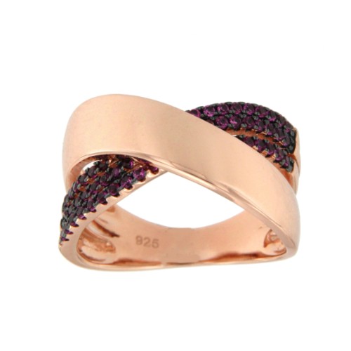 TANYA, anillo de plata con circonitas rubí o negro - Roman Joyero