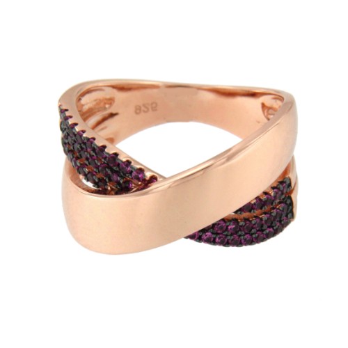 TANYA, anillo de plata con circonitas rubí o negro - Roman Joyero