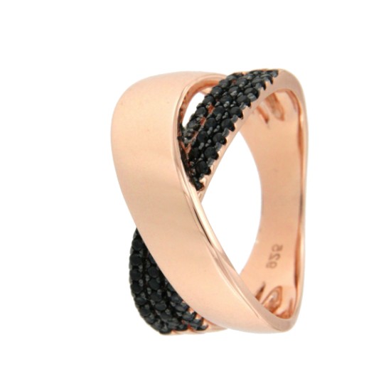 TANYA, anillo de plata con circonitas rubí o negro - Roman Joyero