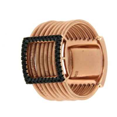 SVETA, anillo ancho de plata con circonitas - Roman Joyero