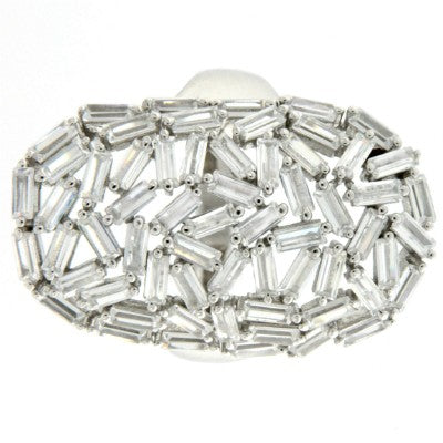 EKATERINA, anillo extra ancho de plata con circonitas - Roman Joyero