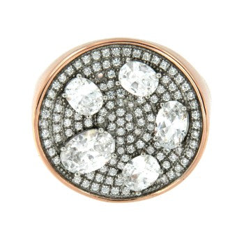 MARIA, anillo redondo de plata con circonitas - Roman Joyero