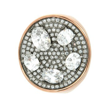 MARIA, anillo redondo de plata con circonitas - Roman Joyero