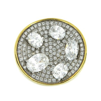 MARIA, anillo redondo de plata con circonitas - Roman Joyero