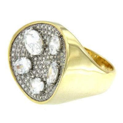 MARIA, anillo redondo de plata con circonitas - Roman Joyero