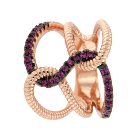 TATIANA, anillo de plata con circonitas rubí o negras - Roman Joyero