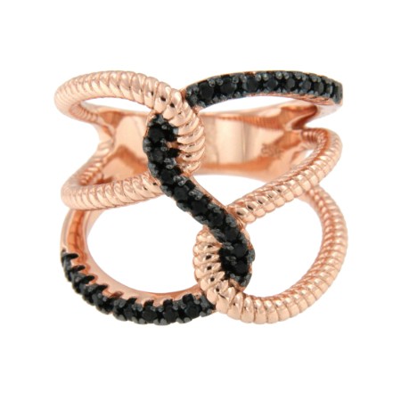 TATIANA, anillo de plata con circonitas rubí o negras - Roman Joyero