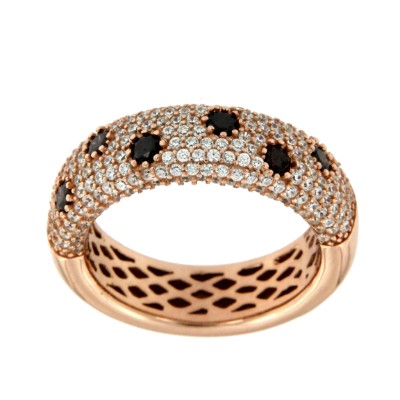 ANASTASIA, anillo de plata ancho con circonitas - Roman Joyero