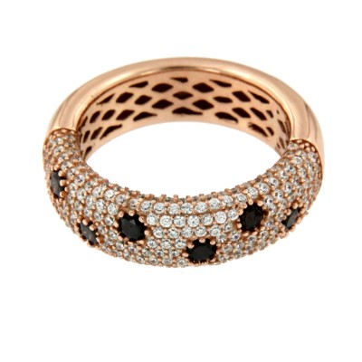 ANASTASIA, anillo de plata ancho con circonitas - Roman Joyero