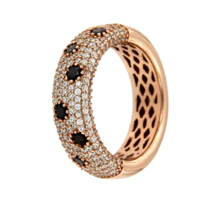 ANASTASIA, anillo de plata ancho con circonitas - Roman Joyero