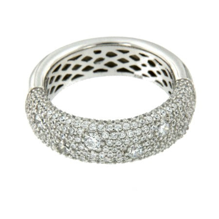 ANASTASIA, anillo de plata ancho con circonitas - Roman Joyero