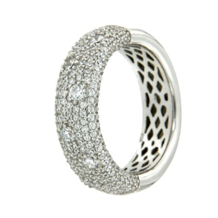 ANASTASIA, anillo de plata ancho con circonitas - Roman Joyero