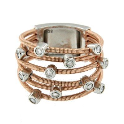 NASTIA, anillo de plata extravagante con circonitas - Roman Joyero