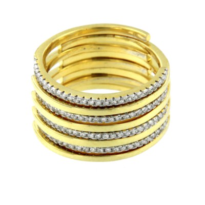 ALEXANDR, anillo de plata ancho con circonitas