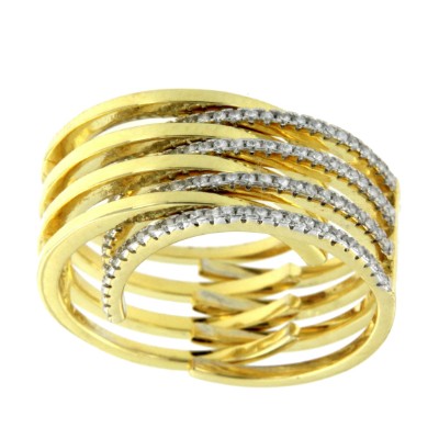 ALEXANDR, anillo de plata ancho con circonitas